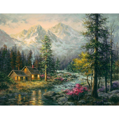 Campers Cabin Black Modern Wood Framed Art Print by Boehme, Nicky