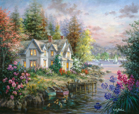Bays Landing White Modern Wood Framed Art Print with Double Matting by Boehme, Nicky