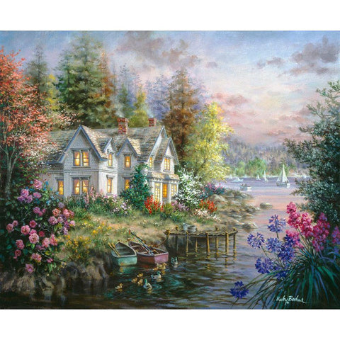 Bays Landing White Modern Wood Framed Art Print by Boehme, Nicky