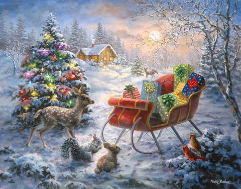 Tis The Night Before Xmas Black Ornate Wood Framed Art Print with Double Matting by Boehme, Nicky