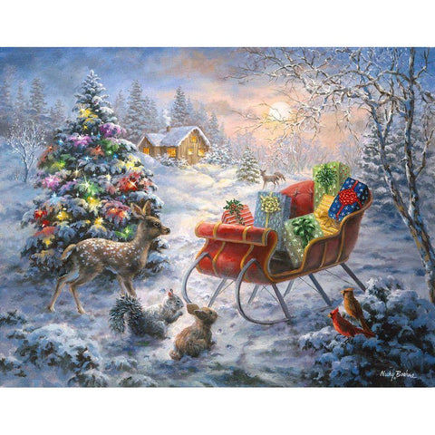 Tis The Night Before Xmas White Modern Wood Framed Art Print by Boehme, Nicky