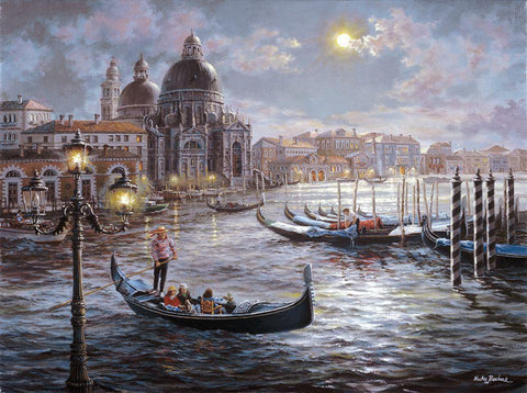 Grand Canal Venice Black Ornate Wood Framed Art Print with Double Matting by Boehme, Nicky