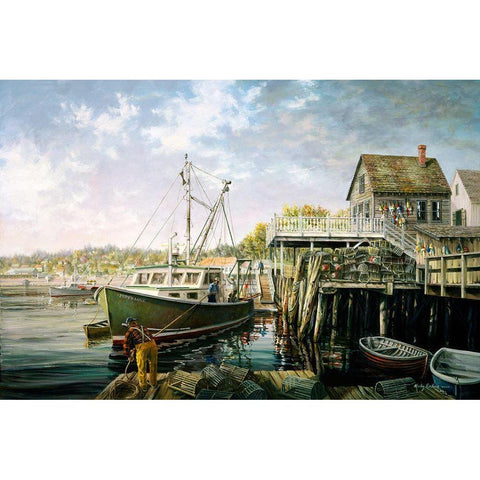 Snug Harbor White Modern Wood Framed Art Print by Boehme, Nicky