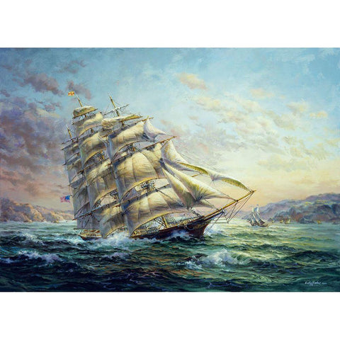 Clipper Ship Surprise Gold Ornate Wood Framed Art Print with Double Matting by Boehme, Nicky