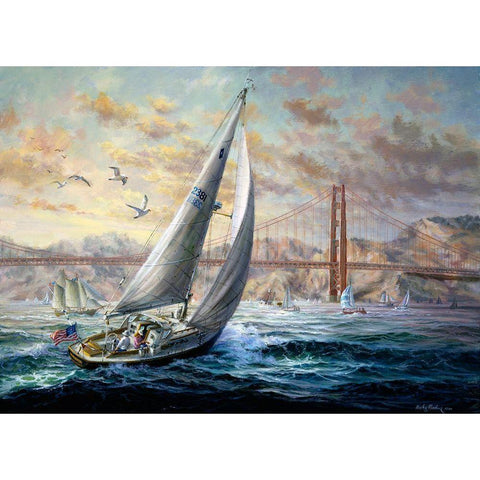 Golden Gate White Modern Wood Framed Art Print by Boehme, Nicky