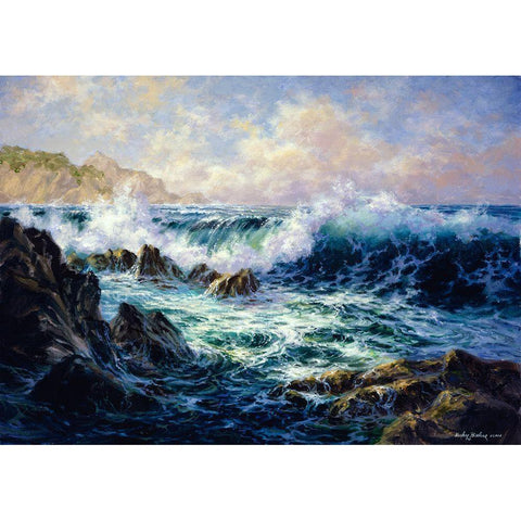 Morning Surf Black Modern Wood Framed Art Print with Double Matting by Boehme, Nicky