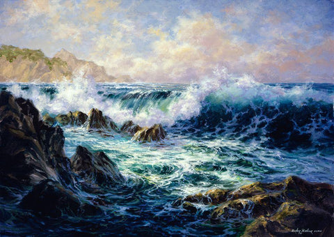 Morning Surf Black Ornate Wood Framed Art Print with Double Matting by Boehme, Nicky