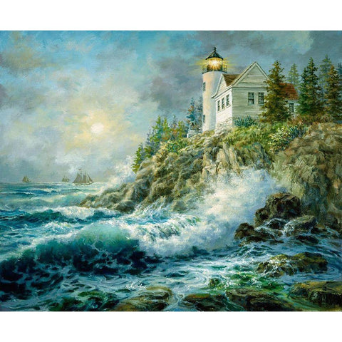 Bass Harbor Lighthouse Gold Ornate Wood Framed Art Print with Double Matting by Boehme, Nicky