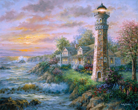 Lighthouse Haven 2 White Modern Wood Framed Art Print with Double Matting by Boehme, Nicky