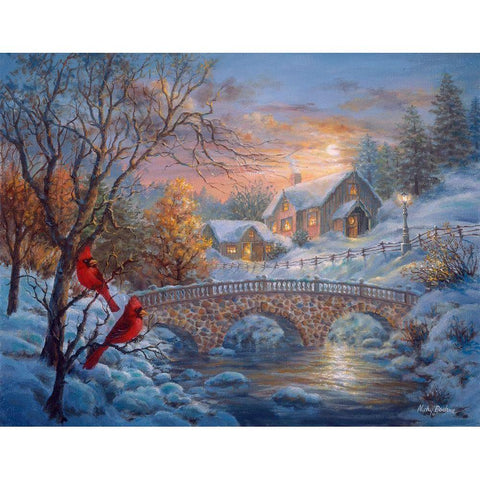 Winter Sunset White Modern Wood Framed Art Print by Boehme, Nicky