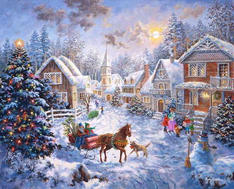 Merry Christmas White Modern Wood Framed Art Print with Double Matting by Boehme, Nicky