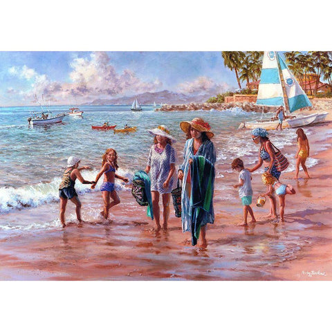 On The Beach Gold Ornate Wood Framed Art Print with Double Matting by Boehme, Nicky