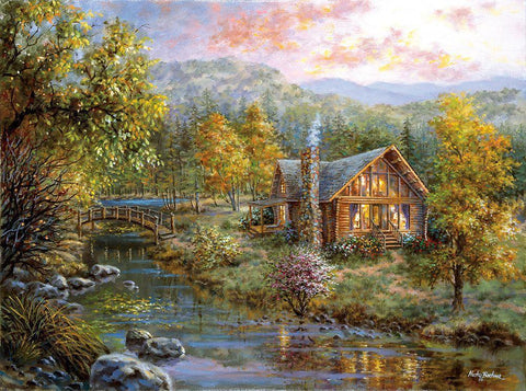 Peaceful Grove Black Ornate Wood Framed Art Print with Double Matting by Boehme, Nicky