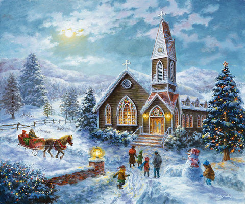 Parents Pray-Children Play White Modern Wood Framed Art Print with Double Matting by Boehme, Nicky