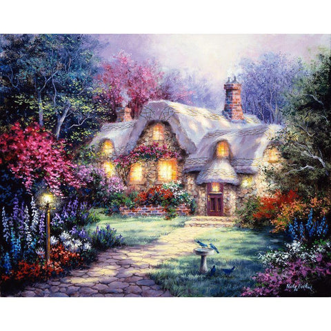 Garden Cottage Black Modern Wood Framed Art Print with Double Matting by Boehme, Nicky