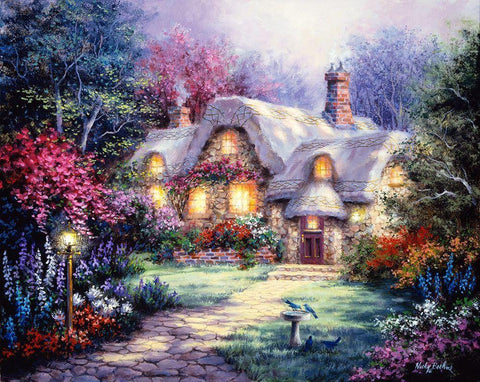 Garden Cottage White Modern Wood Framed Art Print with Double Matting by Boehme, Nicky