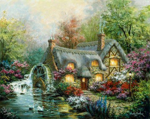 Country Retreat Black Ornate Wood Framed Art Print with Double Matting by Boehme, Nicky