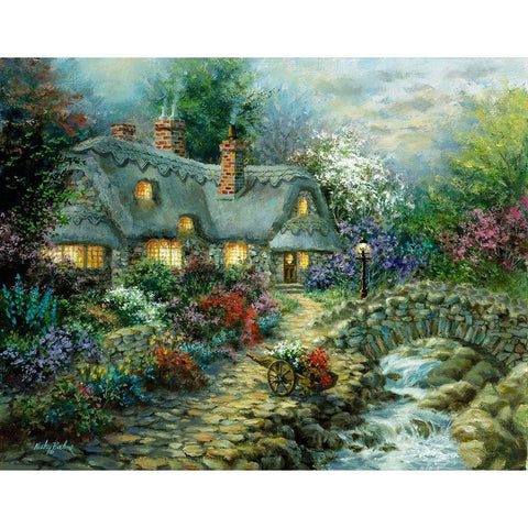 Country Cottage Black Modern Wood Framed Art Print by Boehme, Nicky
