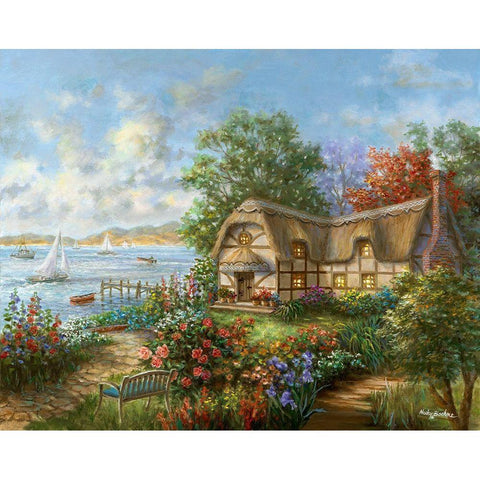 Seacove Cottage White Modern Wood Framed Art Print by Boehme, Nicky