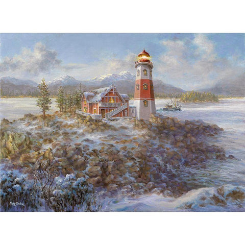 Lighthouse Bluff Black Modern Wood Framed Art Print by Boehme, Nicky