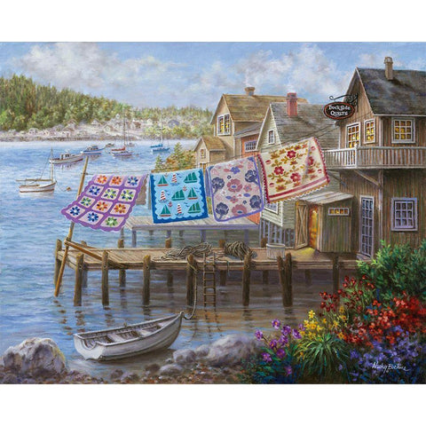 Dock Side Quilts White Modern Wood Framed Art Print by Boehme, Nicky