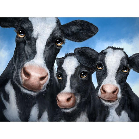 Cows Black Modern Wood Framed Art Print with Double Matting by LaMontagne, Patrick
