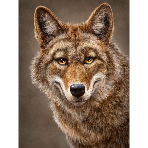 Coyote Totem Gold Ornate Wood Framed Art Print with Double Matting by LaMontagne, Patrick