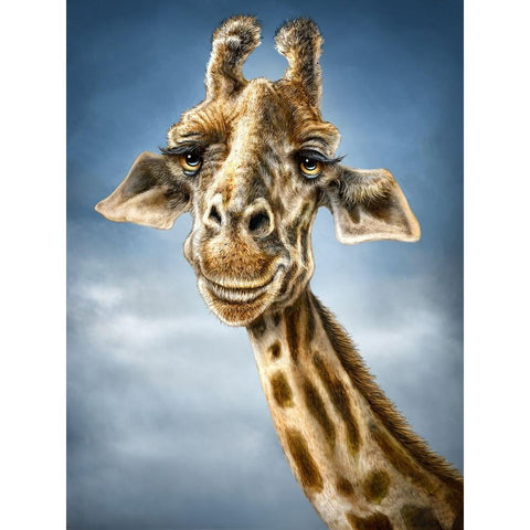 Giraffe Totem Black Modern Wood Framed Art Print with Double Matting by LaMontagne, Patrick