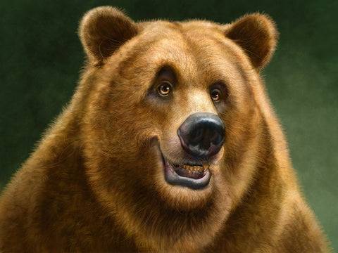 Grizzly Totem White Modern Wood Framed Art Print with Double Matting by LaMontagne, Patrick