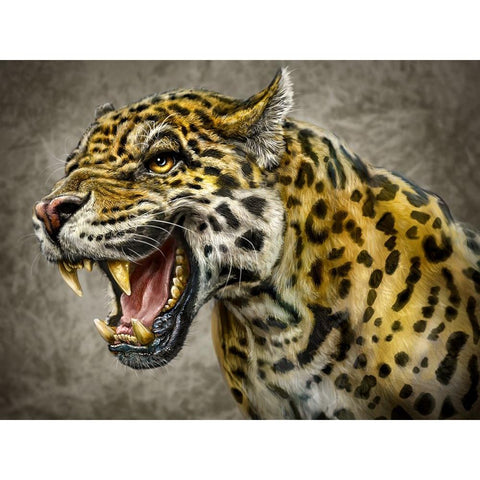 Jaguar Totem Black Modern Wood Framed Art Print with Double Matting by LaMontagne, Patrick