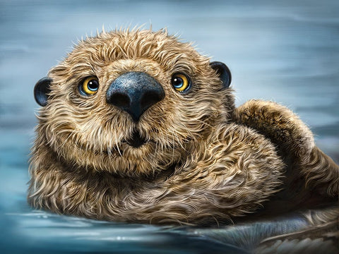 Otter Totem White Modern Wood Framed Art Print with Double Matting by LaMontagne, Patrick