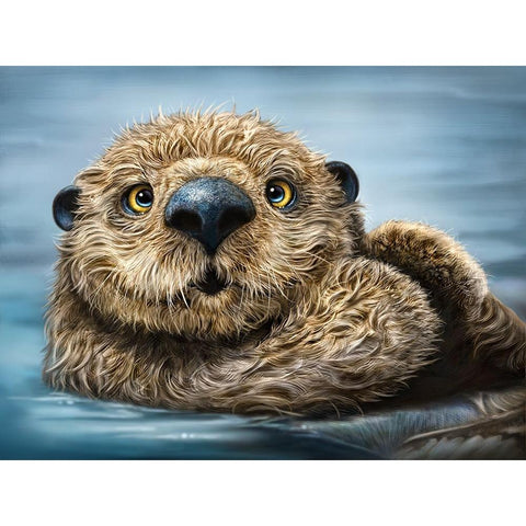 Otter Totem Black Modern Wood Framed Art Print by LaMontagne, Patrick