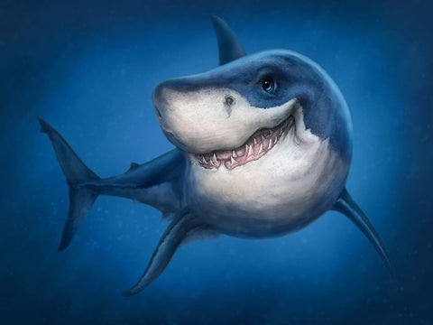 Shark Totem Black Ornate Wood Framed Art Print with Double Matting by LaMontagne, Patrick