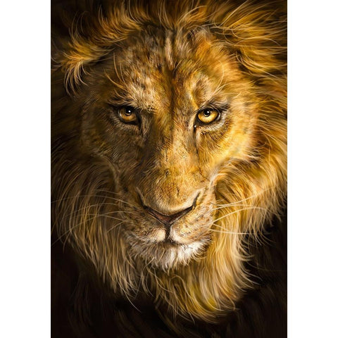 Lion White Modern Wood Framed Art Print by LaMontagne, Patrick