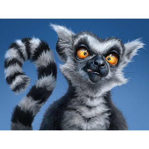 Ring Tailed Lemur White Modern Wood Framed Art Print by LaMontagne, Patrick