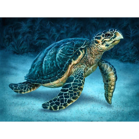 Sea Turtle Gold Ornate Wood Framed Art Print with Double Matting by LaMontagne, Patrick