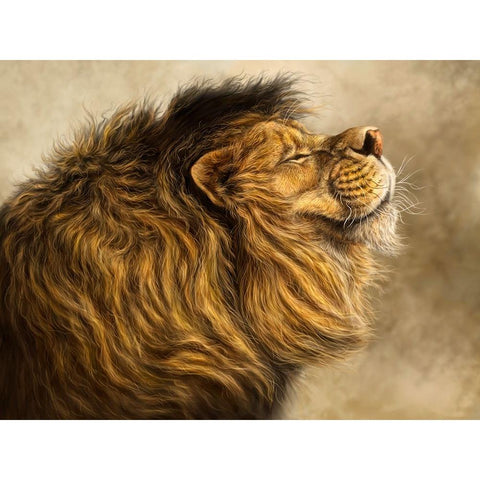 Smiling Lion Gold Ornate Wood Framed Art Print with Double Matting by LaMontagne, Patrick