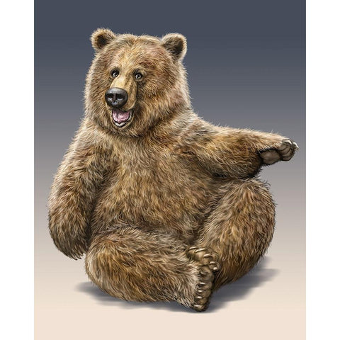 Goofy Grizzly White Modern Wood Framed Art Print by LaMontagne, Patrick