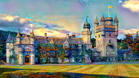 Aberdeenshire Scotland Balmoral Castle White Modern Wood Framed Art Print with Double Matting by Gavidia, Pedro