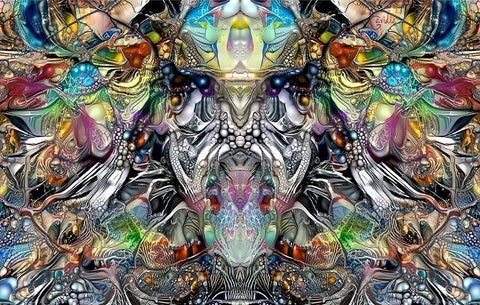 Enigmatic Faces White Modern Wood Framed Art Print with Double Matting by Gavidia, Pedro