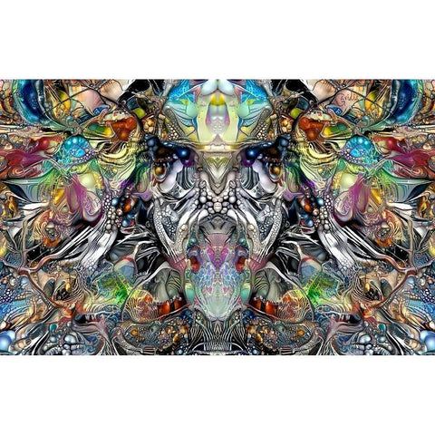Enigmatic Faces Black Modern Wood Framed Art Print by Gavidia, Pedro