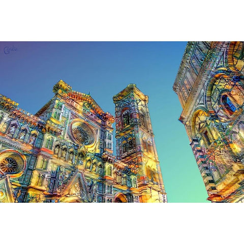 Florence Italy Cathedral of Saint Mary of the Flower Ver2 White Modern Wood Framed Art Print by Gavidia, Pedro