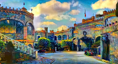 Guanajuato Mexico Castillo de Santa Cecilia interior White Modern Wood Framed Art Print with Double Matting by Gavidia, Pedro