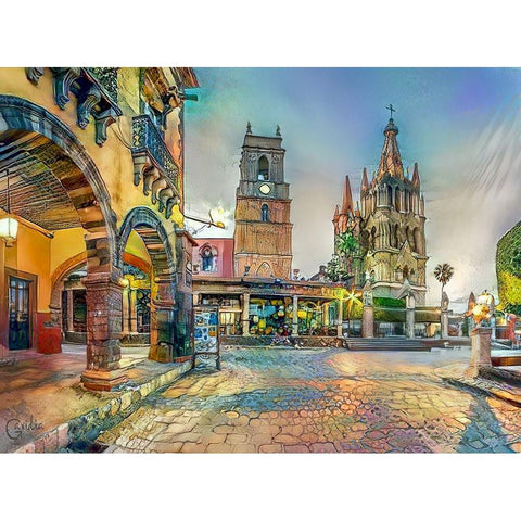 Guanajuato Mexico San Miguel de Allende Black Modern Wood Framed Art Print with Double Matting by Gavidia, Pedro