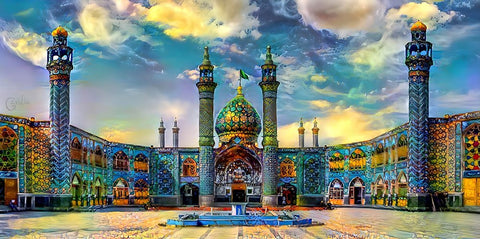 Isfahan Iran Hilal Ibn Ali Mausoleum White Modern Wood Framed Art Print with Double Matting by Gavidia, Pedro