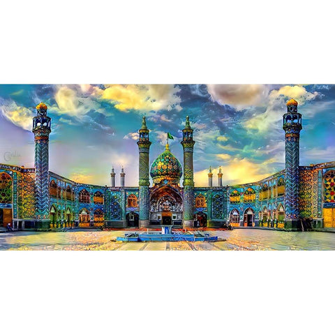 Isfahan Iran Hilal Ibn Ali Mausoleum White Modern Wood Framed Art Print by Gavidia, Pedro