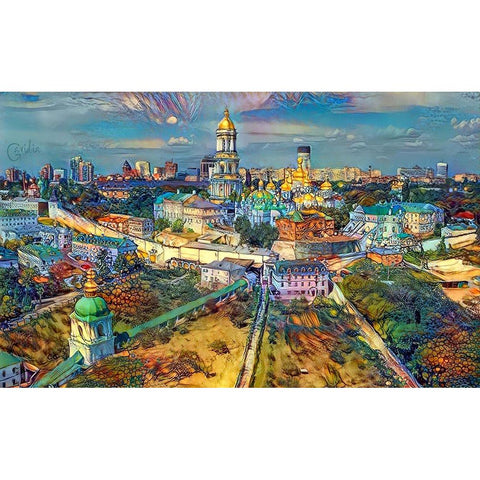 Kyiv Ukraine City Gold Ornate Wood Framed Art Print with Double Matting by Gavidia, Pedro