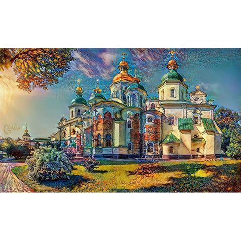 Kyiv Ukraine Saint Sophia Cathedral Gold Ornate Wood Framed Art Print with Double Matting by Gavidia, Pedro