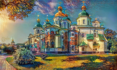 Kyiv Ukraine Saint Sophia Cathedral Black Ornate Wood Framed Art Print with Double Matting by Gavidia, Pedro