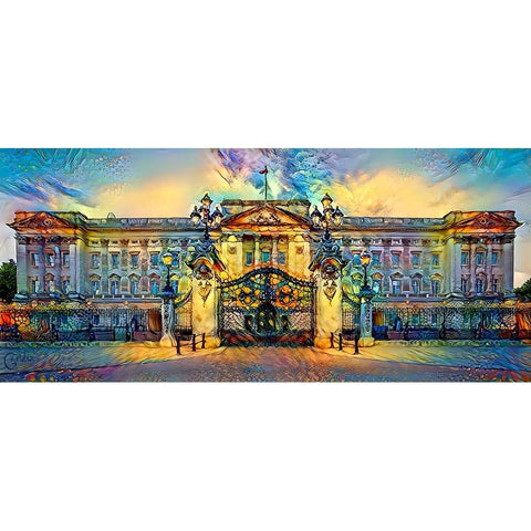 London England Buckingham Palace White Modern Wood Framed Art Print by Gavidia, Pedro